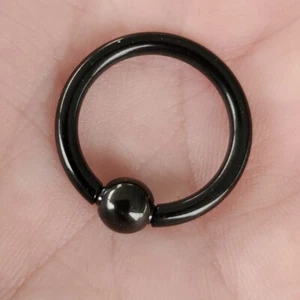 Black Spring Ball Captive Bead Ring CBR Easy By Hand No Tools Req USA Ship Fast - Picture 1 of 4