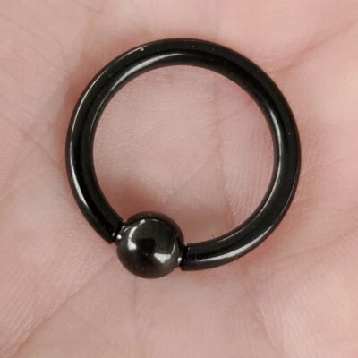 Black Spring Ball Captive Bead Ring CBR Easy By Hand No Tools Req USA Ship Fast - Image 1 of 4
