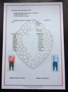 1893-94 Foglio fiammifero Middlesbrough Ironpolis v Liverpool Div 2 - Foto 1 di 1