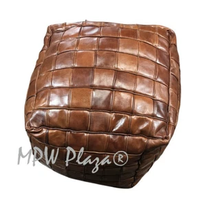 MPW Plaza Square Mosaic Moroccan Pouf Ottoman, Brown (Un-Stuffed) - Picture 1 of 3