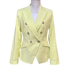 Giacca Banana Republic donna tg 6 blazer doppiopetto lino giallo chiaro fluo - Foto 1 di 14