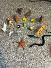 Lot Of 16 Plastic Animal Figures Snake Starfish Zebra Bald Eagle