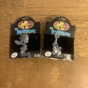 Vintage The Flintstones Pewter Pin Lot Of 2 Pins Bam Bam Dino - Picture 1 of 4