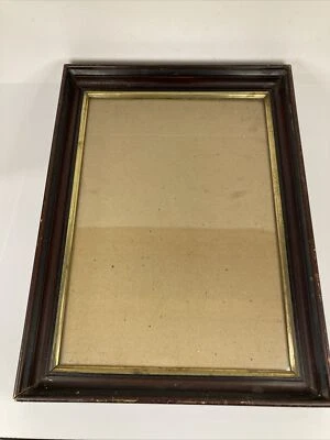 Large Antique Wood Picture Frame with Gold and Black Inner Frame Work - Image 1 of 4