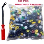 500Pcs Mixed Push Pin Door Trim Panel Clip Fastener Bumper Rivet Retainer W/Tool