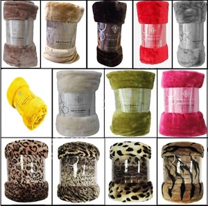 Luxury Faux Fur Throws Fleece Blanket Double King Size Sofa Bed Chair Warm Soft - Picture 1 of 97