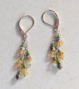 Orecchini pendenti in argento sterling con perline catena goccia - Foto 1 di 2