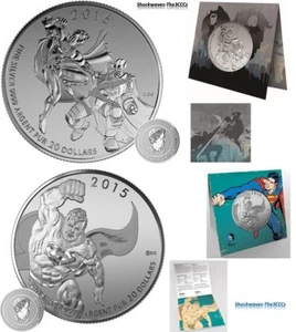 2016 Silver $20 Batman v Superman Dawn of Justice & 2015 $20 Superman Coin Set - Picture 1 of 12