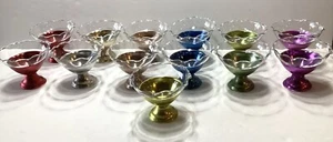 Kronex-Heller Colorama Aluminum Sherbet Set Ruffled Glass Inserts Set Of 13 - Picture 1 of 8