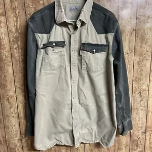 Carhartt S209 KMS entspannte Passform Perle Druckknopf dicker zweifarbiger Köper Herren Large - Bild 1 von 10