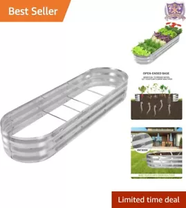 Modern Oval Raised Garden Bed Kit - Galvanized Metal Planter for Vegetables - Picture 1 of 8