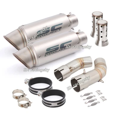 Slip For Ducati 848 1098 1198 Mid Exhaust Link Pipe 51mm Muffler Tips Right Left - Image 1 of 4