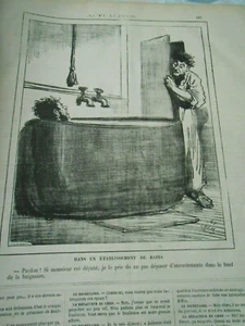 Caricature 1874 - un établissement de Bains fond de la baignoire - Picture 1 of 1