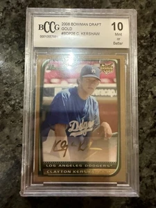 2008 BOWMAN #BDP2 DRAFT PICKS GOLD CLAYTON KERSHAW MLB BASEBALL CARD CBBG 10 - Picture 1 of 2