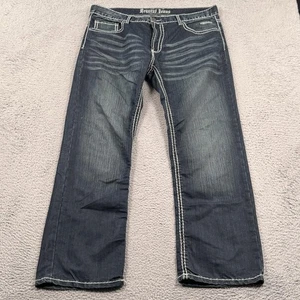 Request JeansMens 38x32 Straight Leg Contrast Thick Stitch Flap Pocket - Picture 1 of 13