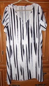 DAMENGRÖSSE 4XL PASST WIE ÜBERGRÖSSE 1X SCHWARZES KURZÄRMELIGES A-LINIE MIDIKLEID - Bild 1 von 2