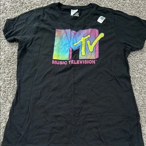 🆕 MTV Musik Fernsehen T-Shirt super weich schwarz Siebdruck groß - Bild 1 von 7