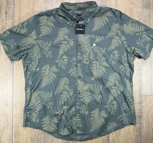 Eddie Bauer Shirt Mens XXL Green Floral Kingston Classic Fit Short Sleeve NWT - Picture 1 of 14