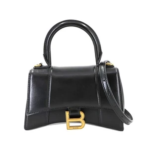 BALENCIAGA Hourglass XS Hand Shoulder Bag Leather Black 592833 90295920 - Picture 1 of 10