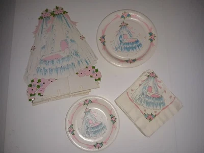 Vintage Baby Shower Party Supplies Paper Plates Napkins Centerpieces 1980s Rare - Image 1 of 4
