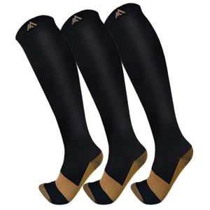 Pack de 3 calcetines de compresión de cobre - calcetines de compresión y circulación para hombre - los mejores... - Imagen 1 de 6