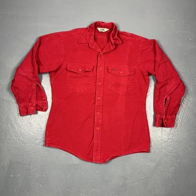 Vintage Duxbak Chamois Flannel Shirt Button Up Dark Red Made In USA Medium - Image 1 of 4