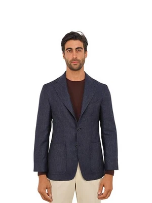 $2200 RUBINACCI NAPOLI Blue Unlined Jacket Blazer 100% Cashmere Made in Napoli - Image 1 of 4