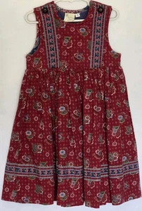 Vintage Vera Bradley Girl Child Jumper Size S Quilted Bodice Floral Paisley Red - Picture 1 of 9
