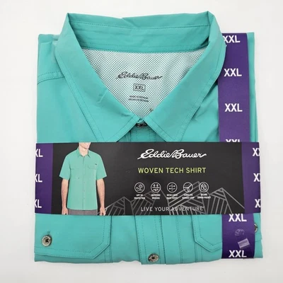 Eddie Bauer Shirt Mens XXL Mint UPF 50 Moisture Wick Woven Tech Short Sleeve - Image 1 of 4
