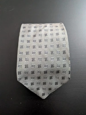Галстук галстук шелковый Banana Republic Italy 58 дюймов серый геометрический узор - Изображение 1 из 4