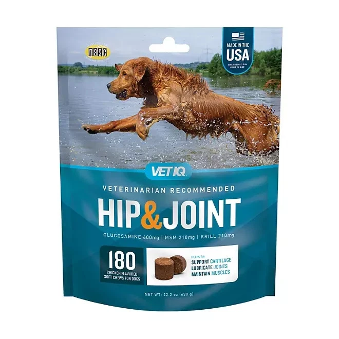 VetIQ Hip & Joint Supplement for Dogs, Chicken Flavored 180 Counts FREE SHIPPING