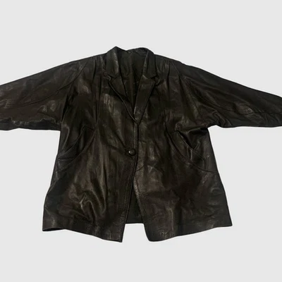 Vintage Saint Laurent Leather Blazer Jacket  size Large oversized 80s 90s Retro - Image 1 of 4