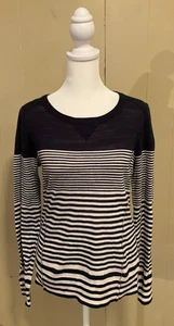 Suéter ligero a rayas crema azul marino Lucky Brand para mujer náutico pequeño S - Imagen 1 de 5