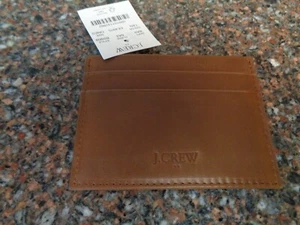J.CREW Men's Tan Brown Leather Cardholder Brand New - Picture 1 of 6