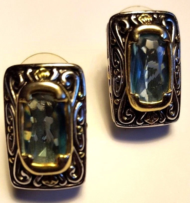 Pendientes Diseño MILLEN X, PIEDRAS COLOR TOPACIO, PLATA Y ORO TONO NÍQUEL Foto 1 de 1