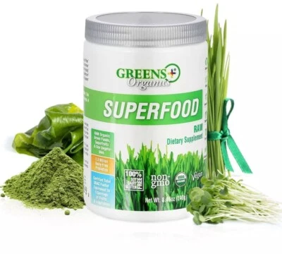 Verdes + Superalimento orgánico crudo | Orgánico USDA | Verdes veganas en polvo | 8,46 OZ Foto 1 de 4