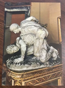 Postcard - Firenze Galleria Uffizi Greek Wrestlers Bronze Statue - Vintage Italy - Picture 1 of 2