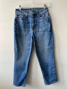 American Eagle Highest Rise Mom Jeans Size 4 XS Med Blue Cotton Blend Stretch - Picture 1 of 5