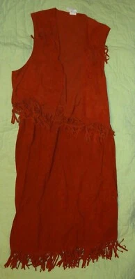 Junior Mujer*Marrón Imitación Gamuza Vaquera Falda y Chaleco con Flecos* Talla 7-8 Foto 1 de 4