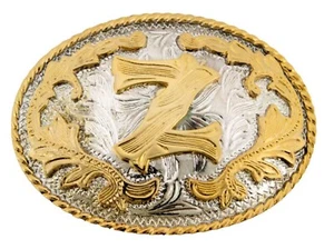 INITIAL Z LETTER z MEN WOMEN RODEO REALLY COWBOY STYLE GOLD METAL BELT BUCKLE - Picture 1 of 6