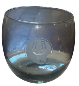 Vintage 1970's NFL Baltimore Colts Smoked Glass Whiskey Low Ball Glass - Picture 1 of 2