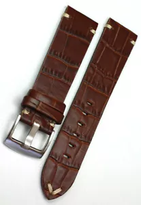 22mm /20 Vintage Kalbsleder Germany handmade BAND Alligator Narbung Uhrenarmband - Picture 1 of 2