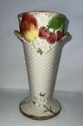 1990 Fitz & Floyd 10.5" Fruit Fair Handled Vase Apples White Basketweave