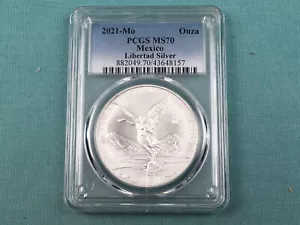 2021 Mexican Libertad Onza 1 oz Silver PCGS MS70 Flawless Coin - Picture 1 of 5