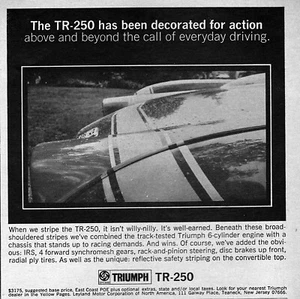 1968 Triumph TR-250 "Decorated for Action" Original Ad - Picture 1 of 1