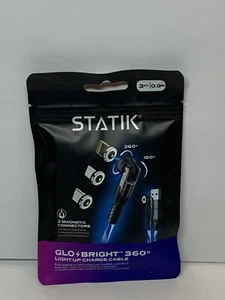 Statik Globright 6ft Light Up 360 Magnetic Universal LED Charge Cable (Blue) NEW - Picture 1 of 3