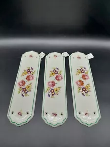 Set Of 3 Vintage Ceramic Finger Plates Floral Quinnell Letherhead 7.5x28cm - Picture 1 of 8