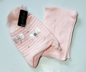 Set 2 pezzi sciarpa e cappello bimbi neonati, rosa chiaro, morbido età 0-3 anni - Foto 1 di 4