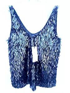 Zara Black Sequin Strap Top ZW Collection Size Small Ref 5217 240 - Picture 1 of 8