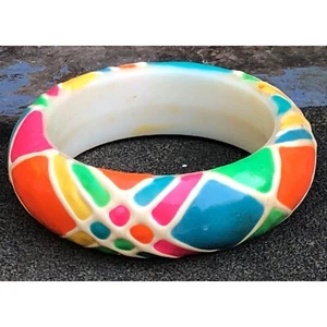 Bracciale Bracciale Bracciale Bracciale Lucite Multicolore Neon Quadrato Neon Lucite Brilla in UV - Foto 1 di 7